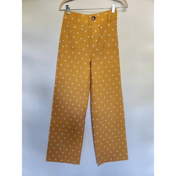 NWD Maeve The Colette Cropped Wide-Leg Pants Size 24 Tall Gold Polka Dot #7F408 - Picture 3 of 11